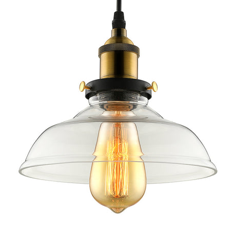 Industrial Barn Pendant Light 1-Light 8/10/12 Wide Clear Prismatic Glass Hanging Lamp