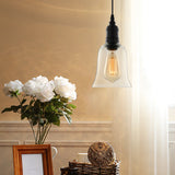 Black Industrial Bell Pendant Light With Clear Glass Single Bulb Fixture