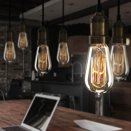 Vintage Style Metal Mini Pendant Light For Restaurants - Adjustable Brass Cord 1 Head Fixture