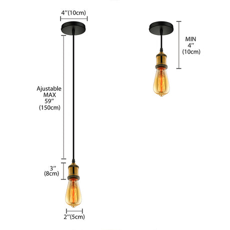 Vintage Style Metal Mini Pendant Light For Restaurants - Adjustable Brass Cord 1 Head Fixture