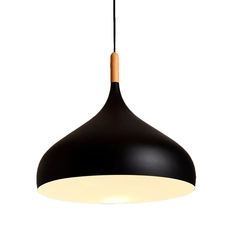 Dome Metallic Pendant Ceiling Lamp - Elegant 1 Head Hanging Light For Dining Room 12.5 Or 16.5 Width