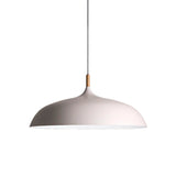 Retro Style Black/White Dome Pendant Light Fixture With Adjustable Cord - Metal 1 Bulb Hanging Lamp