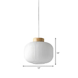 Modern 1-Light Milk Glass Ribbed Cylinder Pendant Light For Restaurants - 5.5 8 12 Diameter White