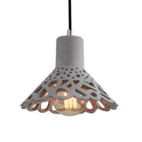 Nordic Style Concrete Pendant Lighting: Etched 1-Light Grey/White/Yellow Hanging Light With