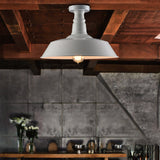 Vintage Iron Barn Dining Room Ceiling Light Fixture - 1 Black/White Semi Flush 10 14 Or 18 Diameter