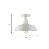 Vintage Iron Barn Dining Room Ceiling Light Fixture - 1 Black/White Semi Flush 10 14 Or 18 Diameter