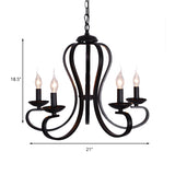 Flameless Candle Ceiling Lamp With Metallic Hanging Design - 3/5 Bulbs Black Ideal For Living Room