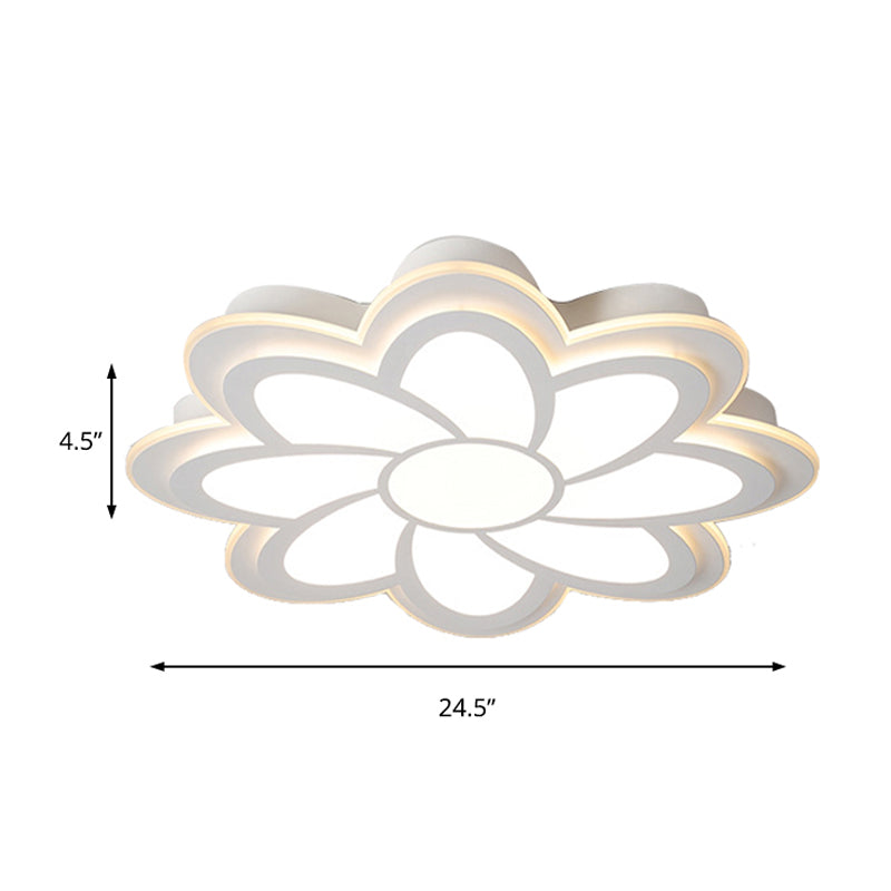 Modern Flower Metal Ceiling Light With Led Acrylic Diffuser Warm/White 16.5/20.5/24.5 Dia