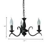 Vintage Style Black Metallic Hanging Lamp - Flameless Candle Chandelier Lighting 3/5 Heads Ideal For
