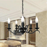 Vintage Style Black Metallic Hanging Lamp - Flameless Candle Chandelier Lighting 3/5 Heads Ideal For