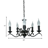 Vintage Style Black Metallic Hanging Lamp - Flameless Candle Chandelier Lighting 3/5 Heads Ideal For