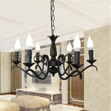 Vintage Style Black Metallic Hanging Lamp - Flameless Candle Chandelier Lighting 3/5 Heads Ideal For