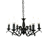 Vintage Style Black Metallic Hanging Lamp - Flameless Candle Chandelier Lighting 3/5 Heads Ideal For