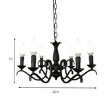 Vintage Style Black Metallic Hanging Lamp - Flameless Candle Chandelier Lighting 3/5 Heads Ideal For
