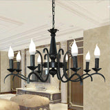 Vintage Style Black Metallic Hanging Lamp - Flameless Candle Chandelier Lighting 3/5 Heads Ideal For
