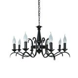 Vintage Style Black Metallic Hanging Lamp - Flameless Candle Chandelier Lighting 3/5 Heads Ideal For