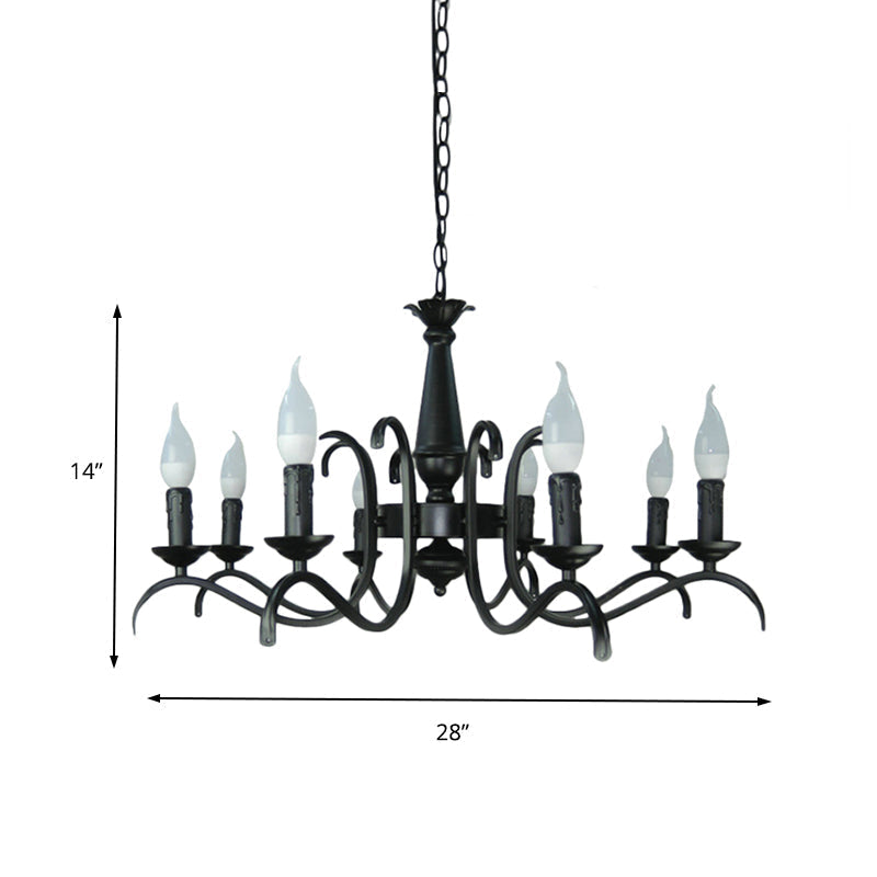 Vintage Style Black Metallic Hanging Lamp - Flameless Candle Chandelier Lighting 3/5 Heads Ideal For