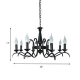 Vintage Style Black Metallic Hanging Lamp - Flameless Candle Chandelier Lighting 3/5 Heads Ideal For