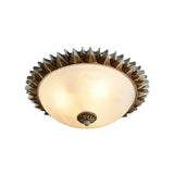 Vintage Black Sunburst Ceiling Light With Opal Glass For Living Room - 9/15 Wide White / 15