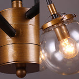 Industrial 8/9-Light Black/Chrome Clear Glass Globe Chandelier Pendant For Living Room