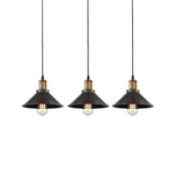 Vintage Metal Restaurant Pendant Light - 3 Pack Cone Shade Black Hanging Ceiling