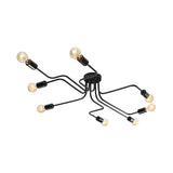 Vintage Metallic Semi Flush Light With Sputnik Design In Antique Brass/Black - Exposed Ceiling Mount