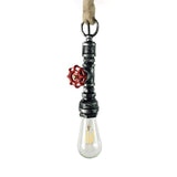Wrought Iron Industrial Pendant Lamp - 1 Light Indoor Fixture With Adjustable Rope Aged