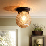 Industrial Black/Clear Glass Flush Mount Lighting Fixture 6/6.5 Wide Clear / 6.5