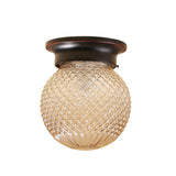 Industrial Black/Clear Glass Flush Mount Lighting Fixture 6/6.5 Wide