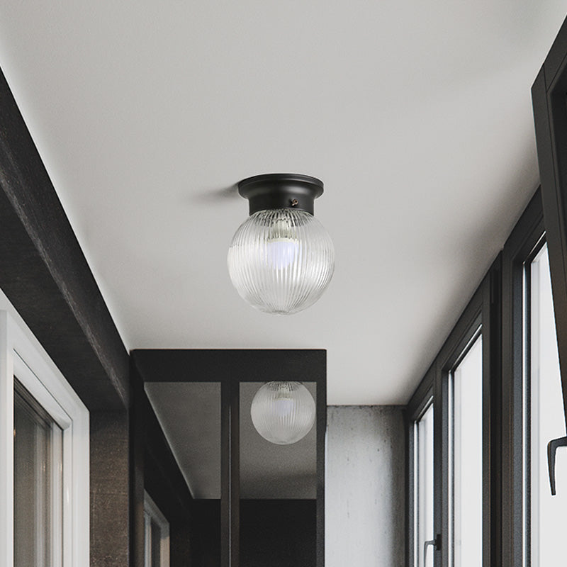 Industrial Black/Clear Glass Flush Mount Lighting Fixture 6/6.5 Wide Clear / 6