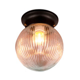 Industrial Black/Clear Glass Flush Mount Lighting Fixture 6/6.5 Wide