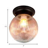 Industrial Black/Clear Glass Flush Mount Lighting Fixture 6/6.5 Wide