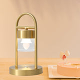 Minimalist Gold Column Led Desk Lamp With Clear Glass Shade And Metal Frame / Design 2