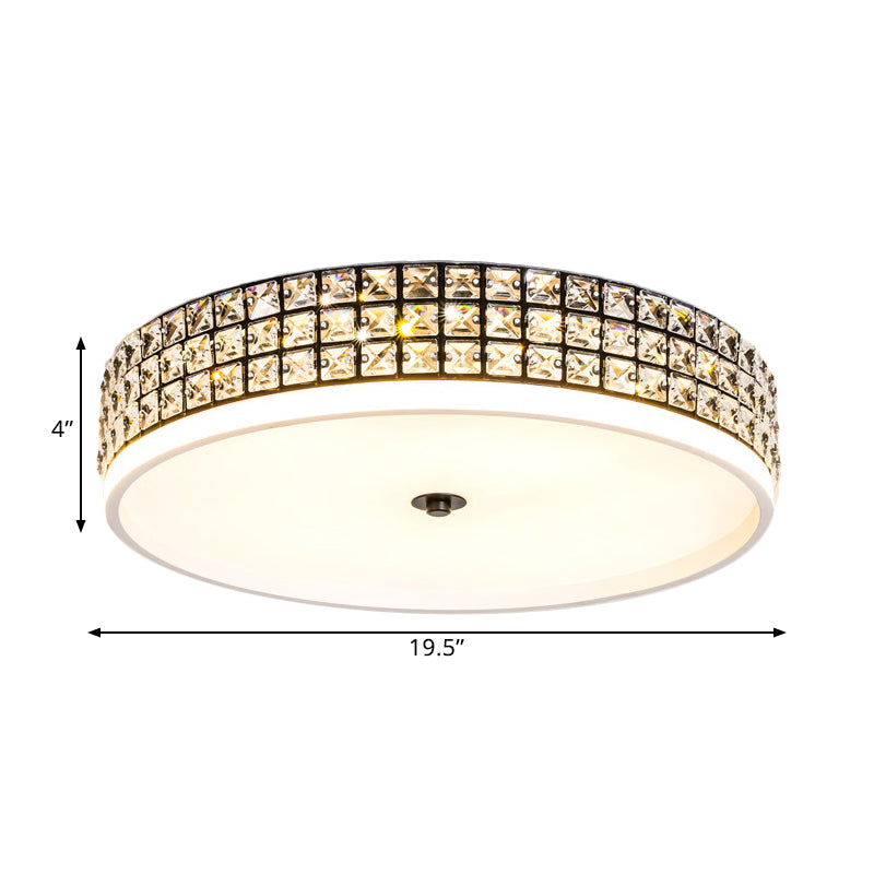 Modern White Crystal Led Round Flushmount Ceiling Light - 16/19.5 Wide
