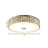 Modern Led Flush Mount Lamp With Clear Crystal Drum Shade - 16/19.5 Width Bedchamber Ceiling Light