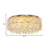 Modern Drum Crystal Flush Mount Ceiling Light With 4/6 Heads - 16.5/20.5 Width