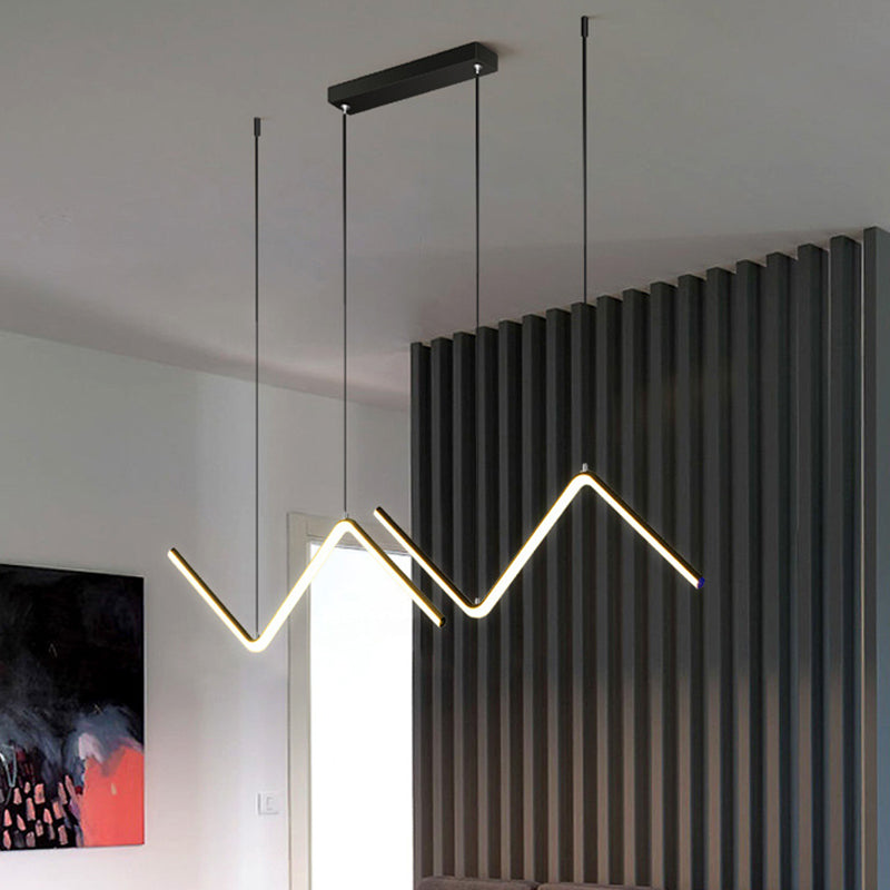 Modern Black/Gold Led Multi-Light Ceiling Fixture With Thin Metal Suspension And Warm/White Glow