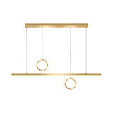 Black/Gold Metal Linear Led Chandelier Lamp - Multiple Hanging Lights Warm/White Glow
