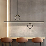 Black/Gold Metal Linear Led Chandelier Lamp - Multiple Hanging Lights Warm/White Glow