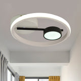 Contemporary Led Flush Light: Round Ceiling Mounted Metal; Black & White Or Gold; Warm Light