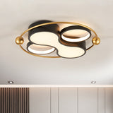 18/21.5 Metallic Geometric Flush Light - Black/Gold Led Ceiling Mounted Black-Gold / 18 Warm