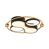 18’/21.5’ Metallic Geometric Flush Light - Black/Gold Led Ceiling Mounted