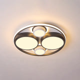 Modernist Metallic Black Round Led Flush Ceiling Light - Bedroom Mount 16.5/20.5 Wide
