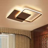 Modern Metal Flush Mount Led Ceiling Light In White/Coffee With Adjustable Warm/White/Natural