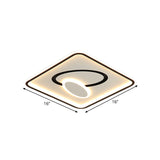 16/19.5 Modern Black & White Led Flush Mount Lamp - Square Metal Design Warm/White Light