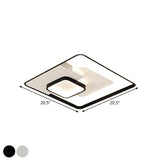Modern Metallic Square Flush Ceiling Lamp With Led In Black/White & Warm/White 16.5/20.5 Wide