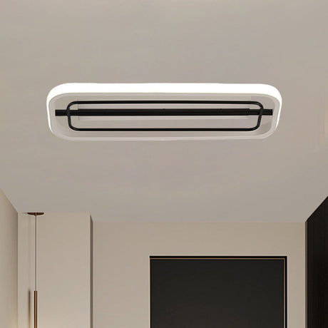 Flush Mounted Led Ceiling Light In Modern Metallic Black & White/Black Gold 16’/23.5’ Length