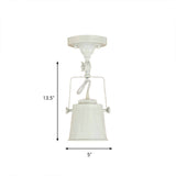Antique Metal Bucket Shade Ceiling Lamp - Rotatable Semi Flush Pendant Light For Living Rooms 1 Bulb