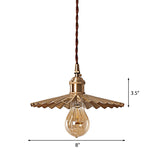 Vintage Industrial Scalloped Brass Pendant Light For Dining Table - 1-Head Metallic Hanging Lamp