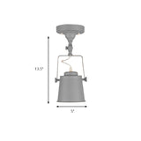 Retro Loft Tapered Pendant Light In Rotatable Grey/Red/Pink For Bedroom Ceiling